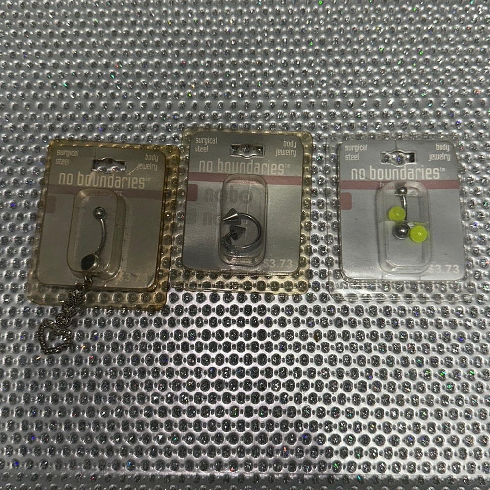 Lot of 3 body jewlery surgical steel belly ring glow in dark new
